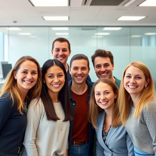 A group photo of the Sydney Star Drivers team, smiling and standing in front of their office.